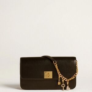 Golden Goose Key-shaped charm in gold-colored brass with crystals